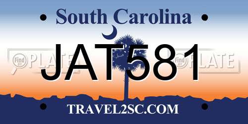 JAT581 South Carolina License Plate