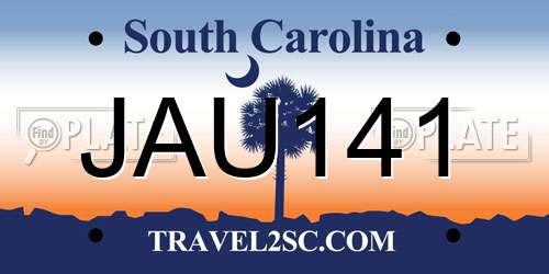 JAU141 South Carolina License Plate