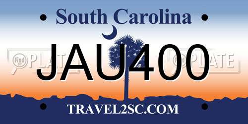 JAU400 South Carolina License Plate