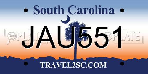 JAU551 South Carolina License Plate