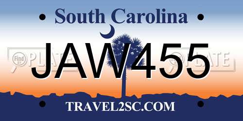JAW455 South Carolina License Plate