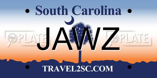 JAWZ South Carolina License Plate