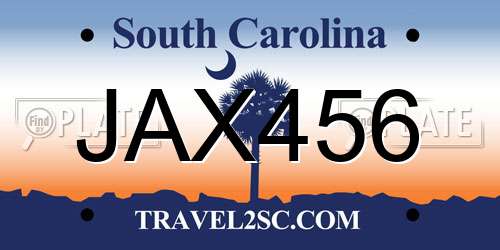 JAX456 South Carolina License Plate