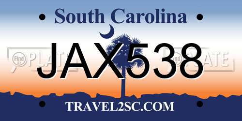 JAX538 South Carolina License Plate