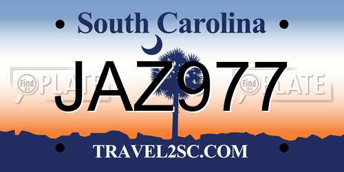 JAZ977 South Carolina License Plate
