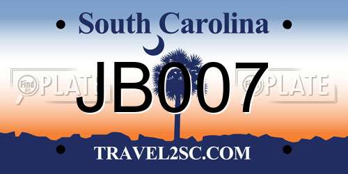 JB007 South Carolina License Plate