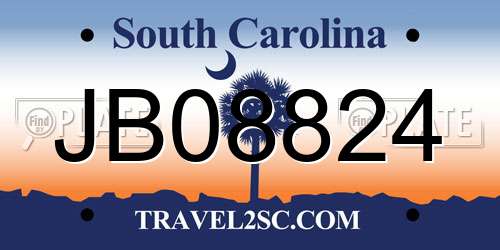JB08824 South Carolina License Plate