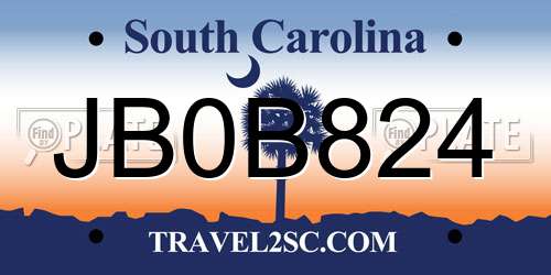 JB0B824 South Carolina License Plate