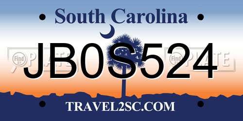 JB0S524 South Carolina License Plate