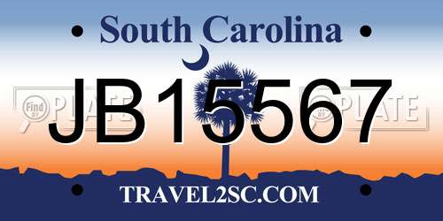 JB15567 South Carolina License Plate