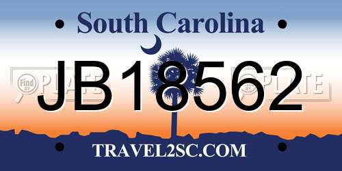 JB18562 South Carolina License Plate