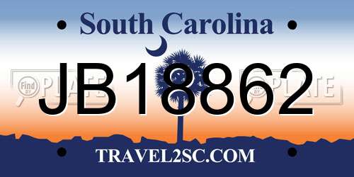 JB18862 South Carolina License Plate