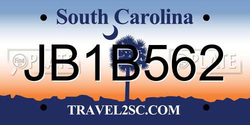 JB1B562 South Carolina License Plate