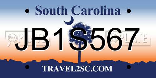 JB1S567 South Carolina License Plate