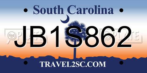 JB1S862 South Carolina License Plate