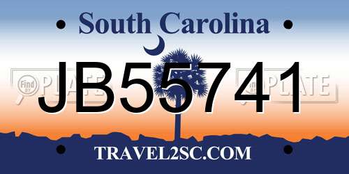 JB55741 South Carolina License Plate