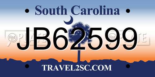 JB62599 South Carolina License Plate