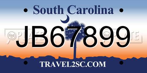 JB67899 South Carolina License Plate