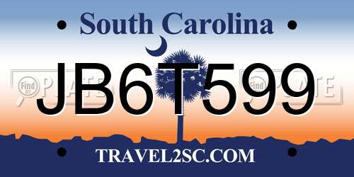 JB6T599 South Carolina License Plate