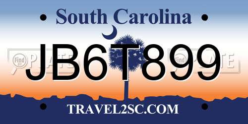 JB6T899 South Carolina License Plate