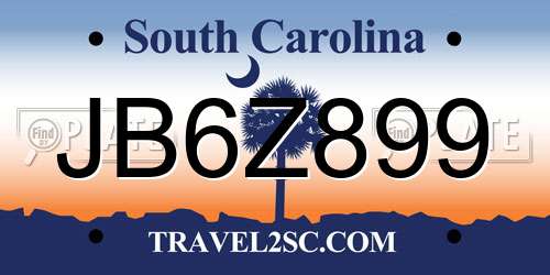 JB6Z899 South Carolina License Plate
