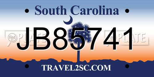 JB85741 South Carolina License Plate