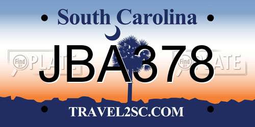 JBA378 South Carolina License Plate