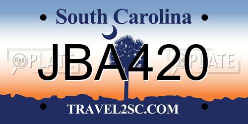 JBA420 South Carolina License Plate