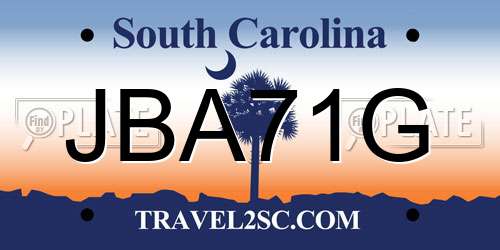 JBA71G South Carolina License Plate