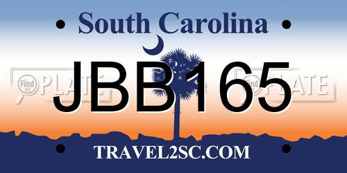 JBB165 South Carolina License Plate