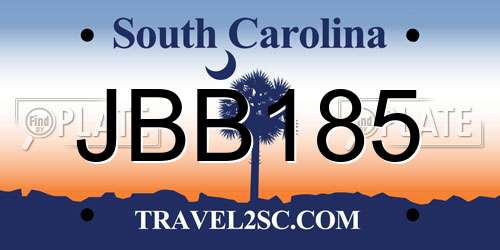 JBB185 South Carolina License Plate