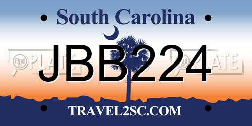 JBB224 South Carolina License Plate