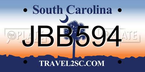 JBB594 South Carolina License Plate
