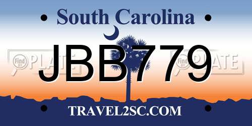 JBB779 South Carolina License Plate