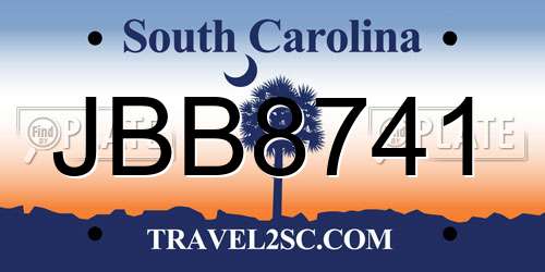 JBB8741 South Carolina License Plate