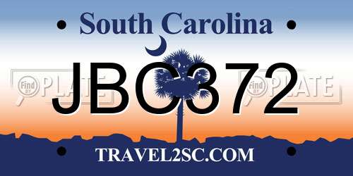 JBC372 South Carolina License Plate