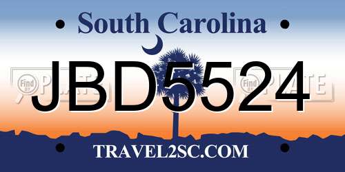 JBD5524 South Carolina License Plate