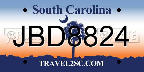 JBD8824 South Carolina License Plate