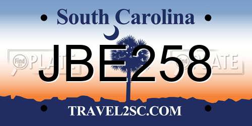 JBE258 South Carolina License Plate