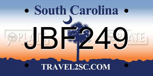 JBF249 South Carolina License Plate