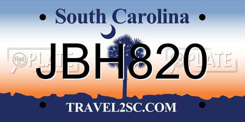 JBH820 South Carolina License Plate