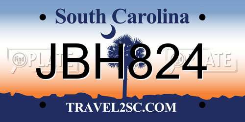 JBH824 South Carolina License Plate