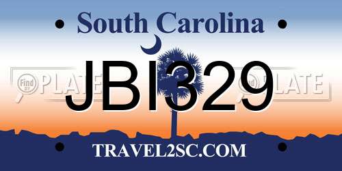 JBI329 South Carolina License Plate