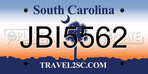 JBI5562 South Carolina License Plate