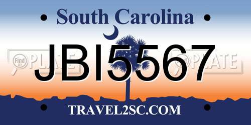 JBI5567 South Carolina License Plate