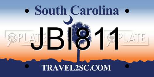 JBI811 South Carolina License Plate