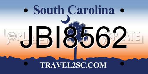 JBI8562 South Carolina License Plate
