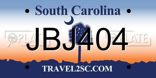 JBJ404 South Carolina License Plate