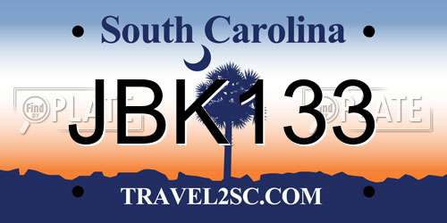 JBK133 South Carolina License Plate