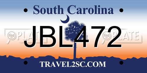 JBL472 South Carolina License Plate